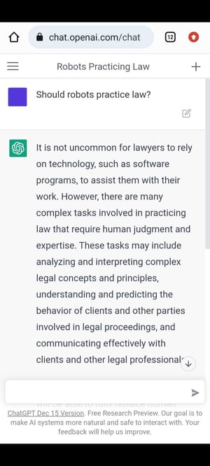 ChatGPT page 1 Should Robots Practice Law
