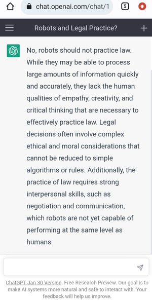 New Robots Practice Law ChatGPT