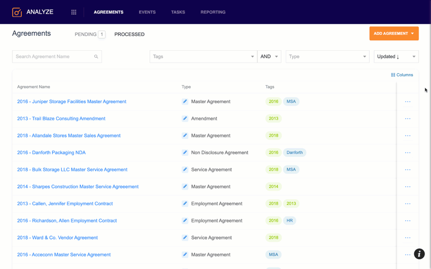 Custom Agreements View GIF