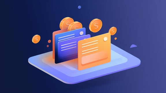 perlafdez_a_credit-card-like_gift_card_with_coins_around_floati_16e0a89a-9545-492d-97e6-01d4919e938c